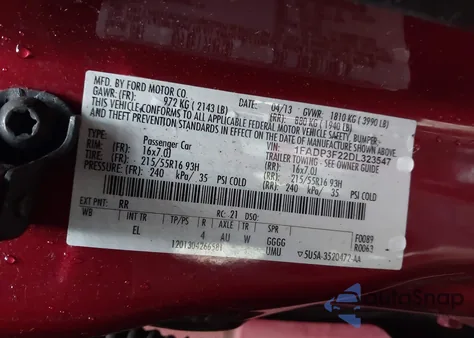 2013 Ford Focus Se from USA, damaged, VIN 1FADP3F22DL323547